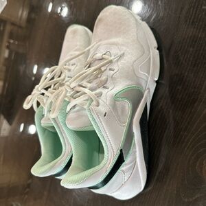 White and Mint Green Sneakers